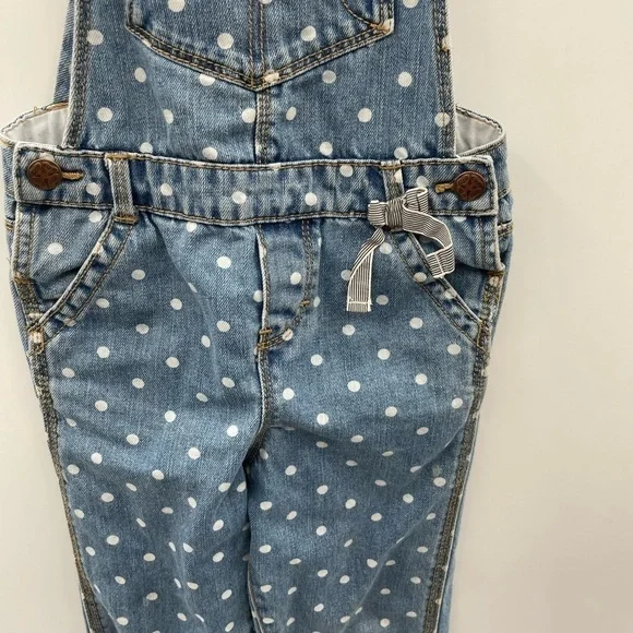 Oshkosh B’gosh Vintage polkadot Girls blue denim cottagecore cute overall 4T - Picture 2 of 7